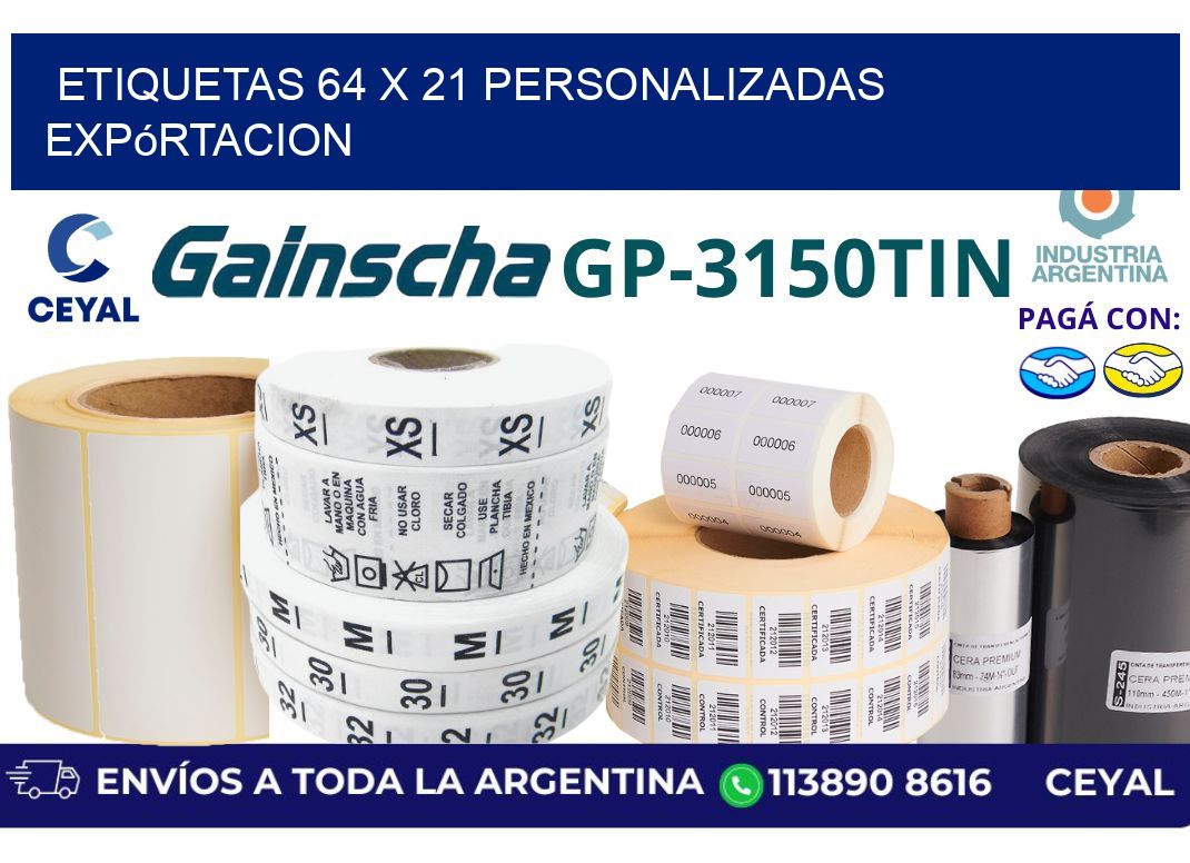 etiquetas 64 x 21 personalizadas expórtacion
