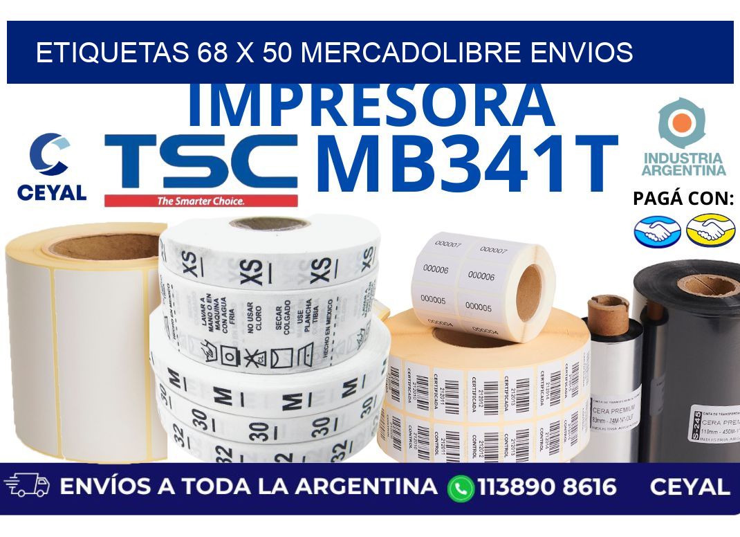 etiquetas 68 x 50 mercadolibre envios
