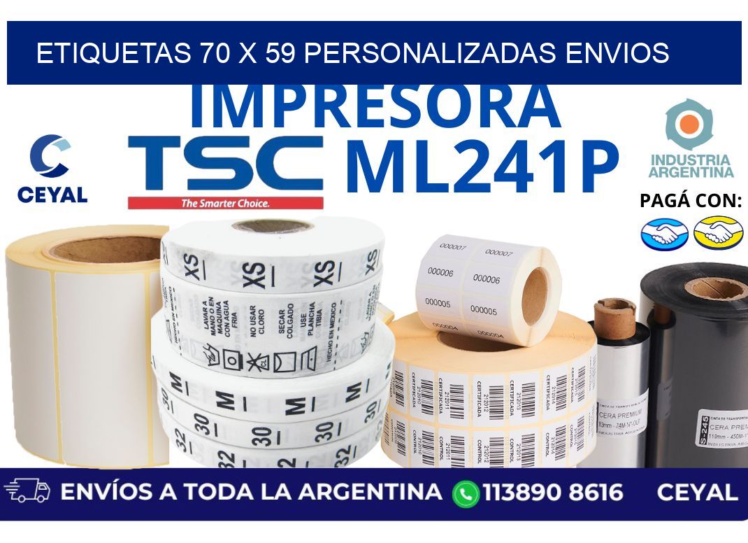 etiquetas 70 x 59 personalizadas envios