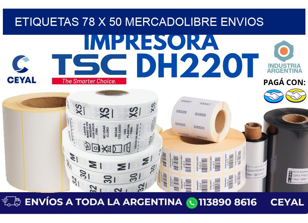 etiquetas 78 x 50 mercadolibre envios