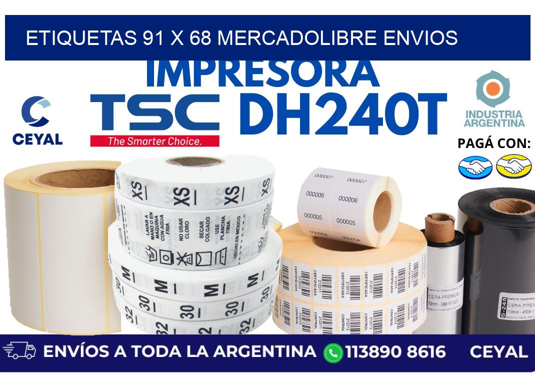 etiquetas 91 x 68 mercadolibre envios