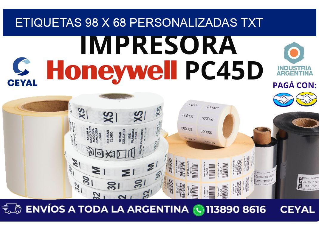 etiquetas 98 x 68 personalizadas txt