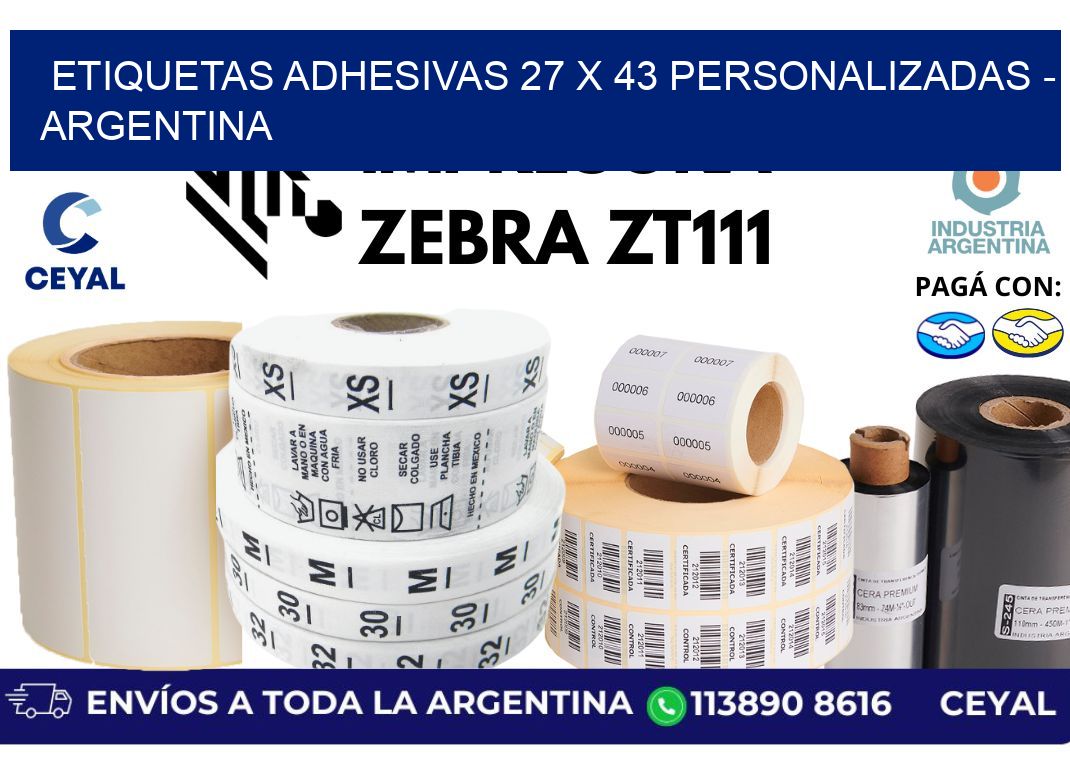 etiquetas adhesivas 27 x 43 personalizadas - Argentina
