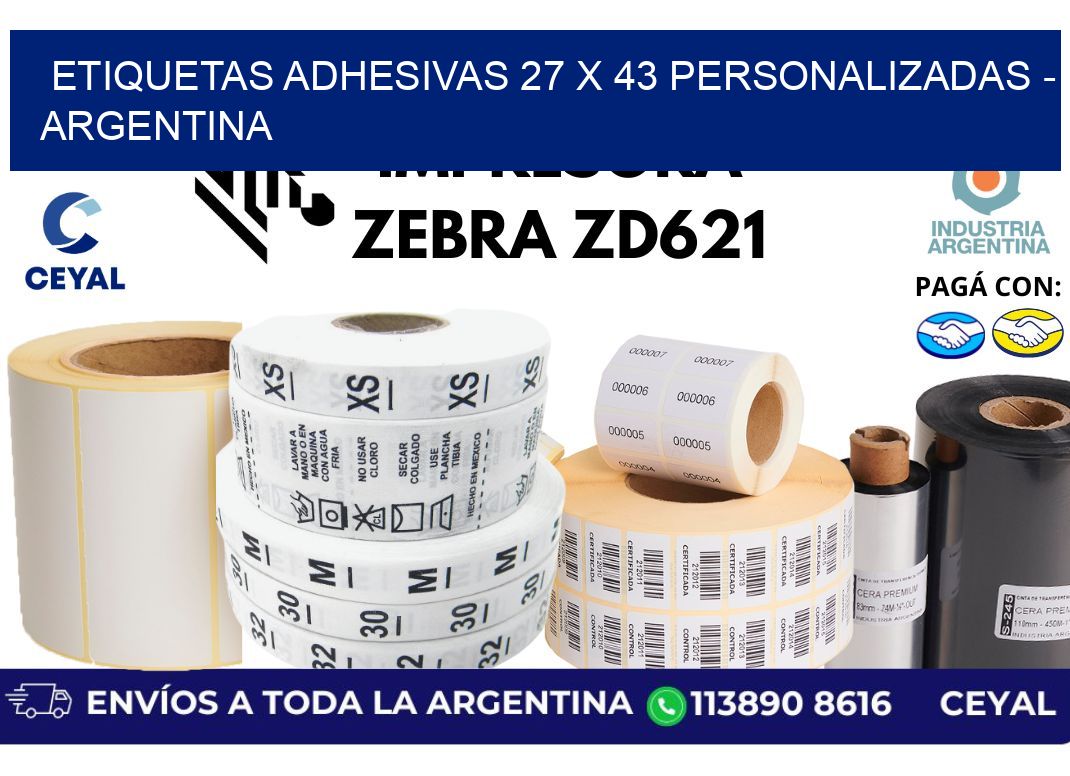 etiquetas adhesivas 27 x 43 personalizadas - Argentina