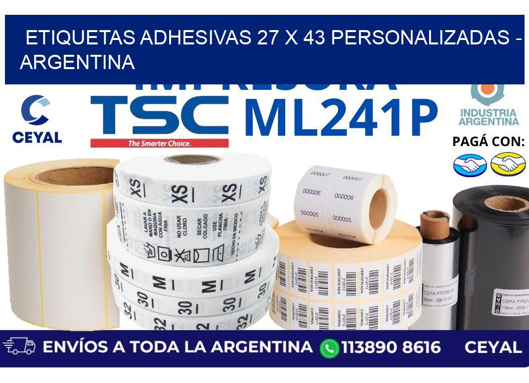 etiquetas adhesivas 27 x 43 personalizadas – Argentina