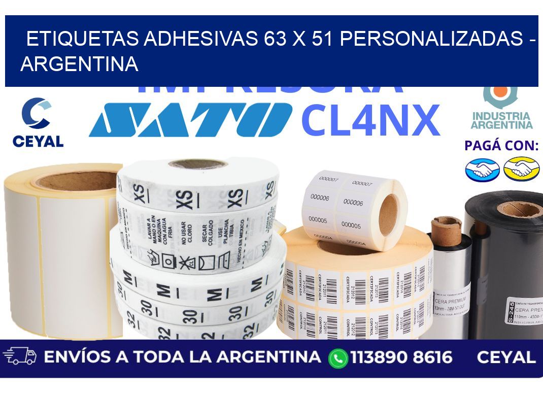 etiquetas adhesivas 63 x 51 personalizadas - Argentina