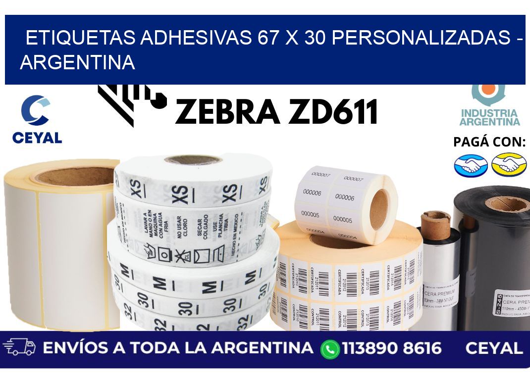 etiquetas adhesivas 67 x 30 personalizadas - Argentina