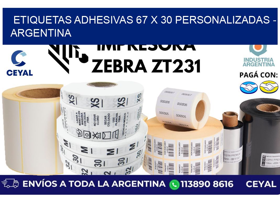 etiquetas adhesivas 67 x 30 personalizadas - Argentina