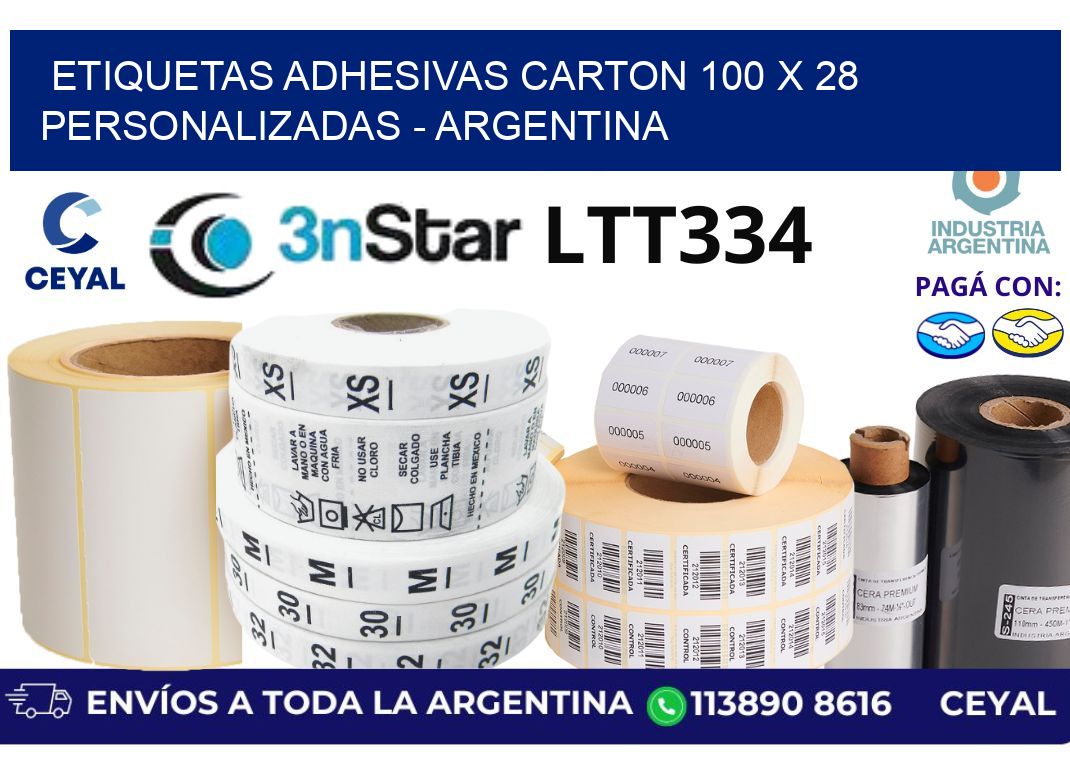 etiquetas adhesivas carton 100 x 28 personalizadas - Argentina