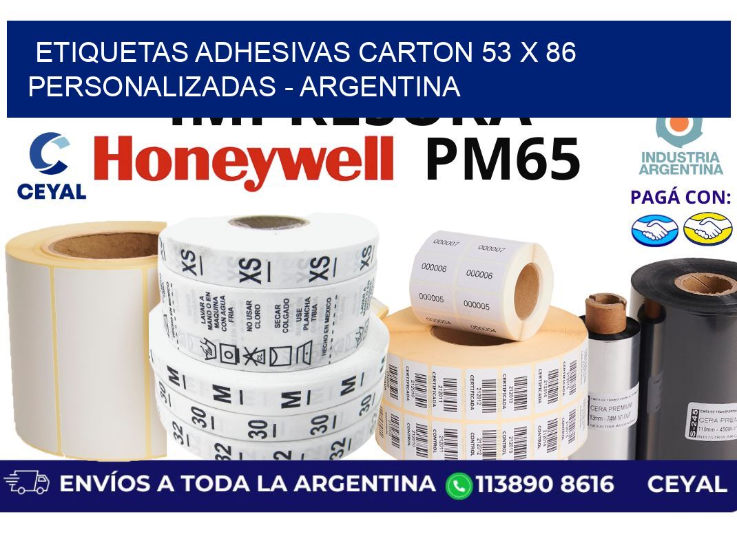 etiquetas adhesivas carton 53 x 86 personalizadas - Argentina