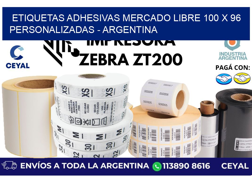 etiquetas adhesivas mercado libre 100 x 96 personalizadas - Argentina