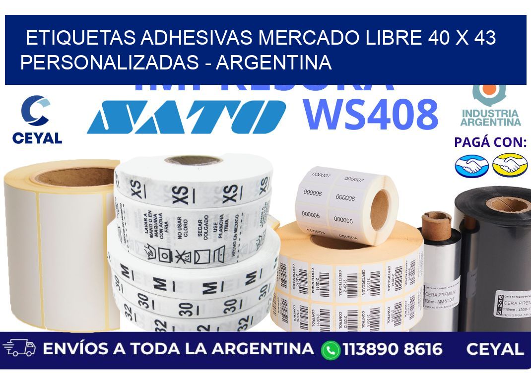 etiquetas adhesivas mercado libre 40 x 43 personalizadas - Argentina