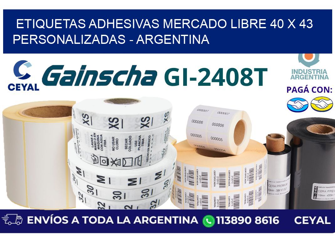 etiquetas adhesivas mercado libre 40 x 43 personalizadas - Argentina