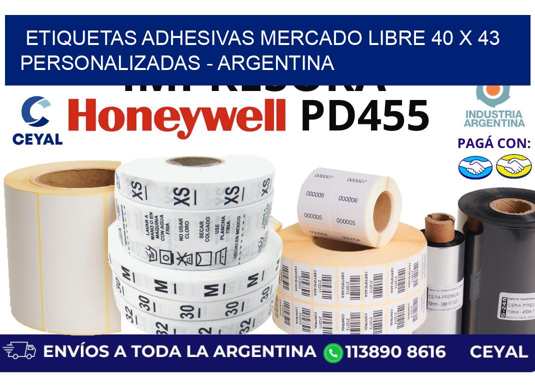 etiquetas adhesivas mercado libre 40 x 43 personalizadas – Argentina