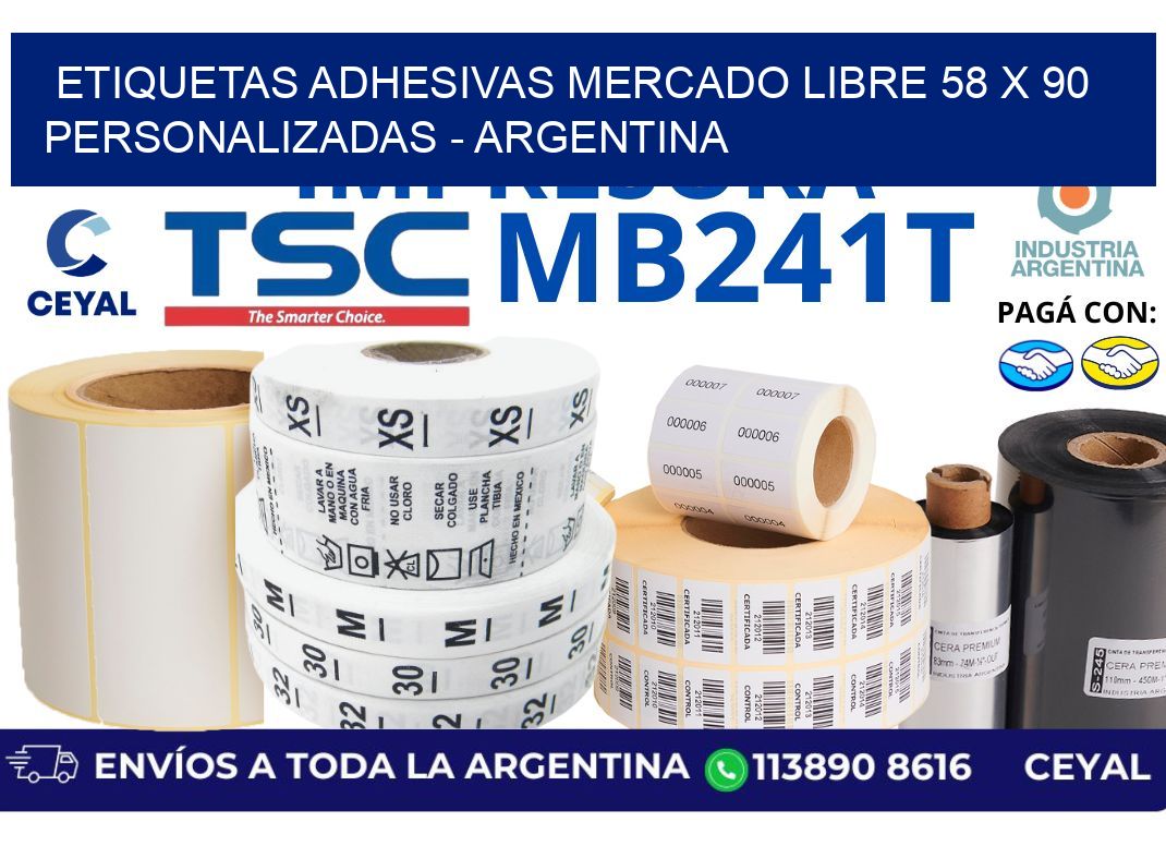 etiquetas adhesivas mercado libre 58 x 90 personalizadas – Argentina