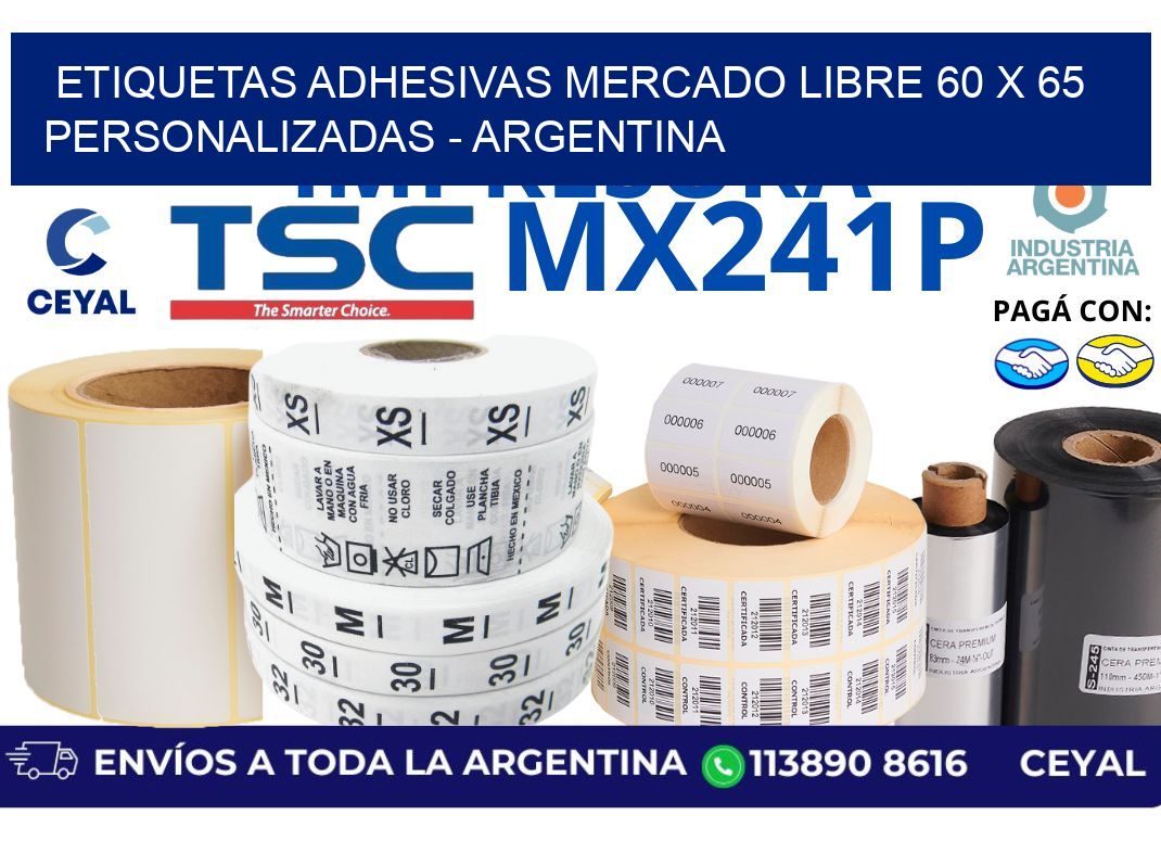etiquetas adhesivas mercado libre 60 x 65 personalizadas - Argentina