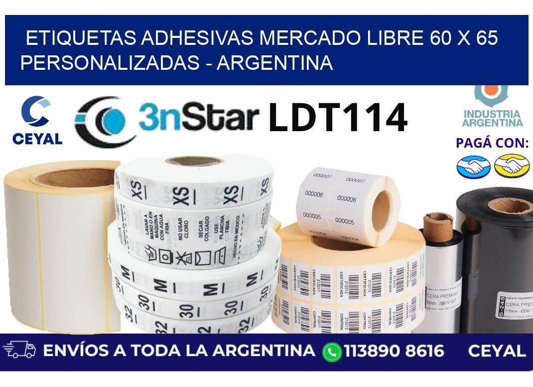 etiquetas adhesivas mercado libre 60 x 65 personalizadas - Argentina