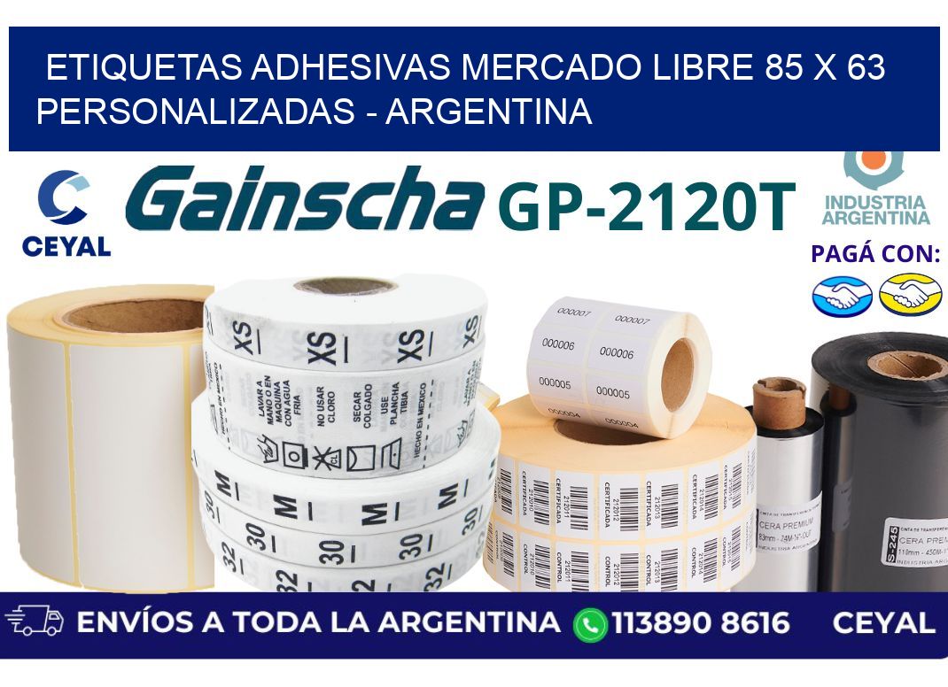 etiquetas adhesivas mercado libre 85 x 63 personalizadas - Argentina