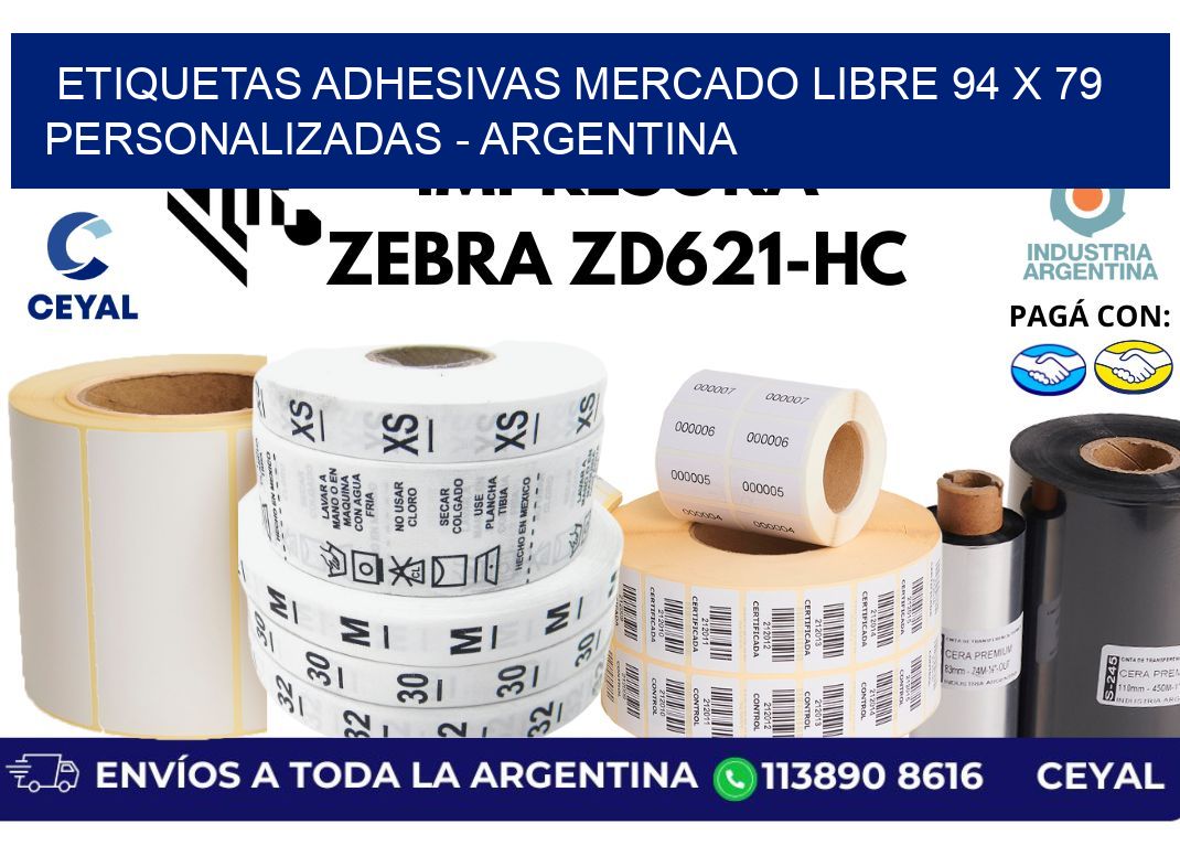 etiquetas adhesivas mercado libre 94 x 79 personalizadas - Argentina