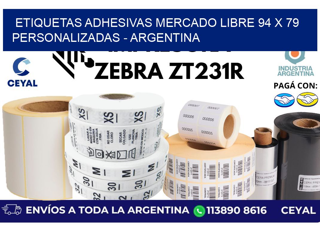 etiquetas adhesivas mercado libre 94 x 79 personalizadas – Argentina