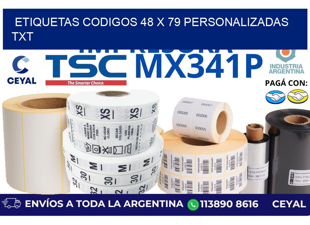 etiquetas codigos 48 x 79 personalizadas txt