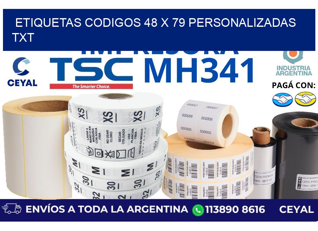 etiquetas codigos 48 x 79 personalizadas txt