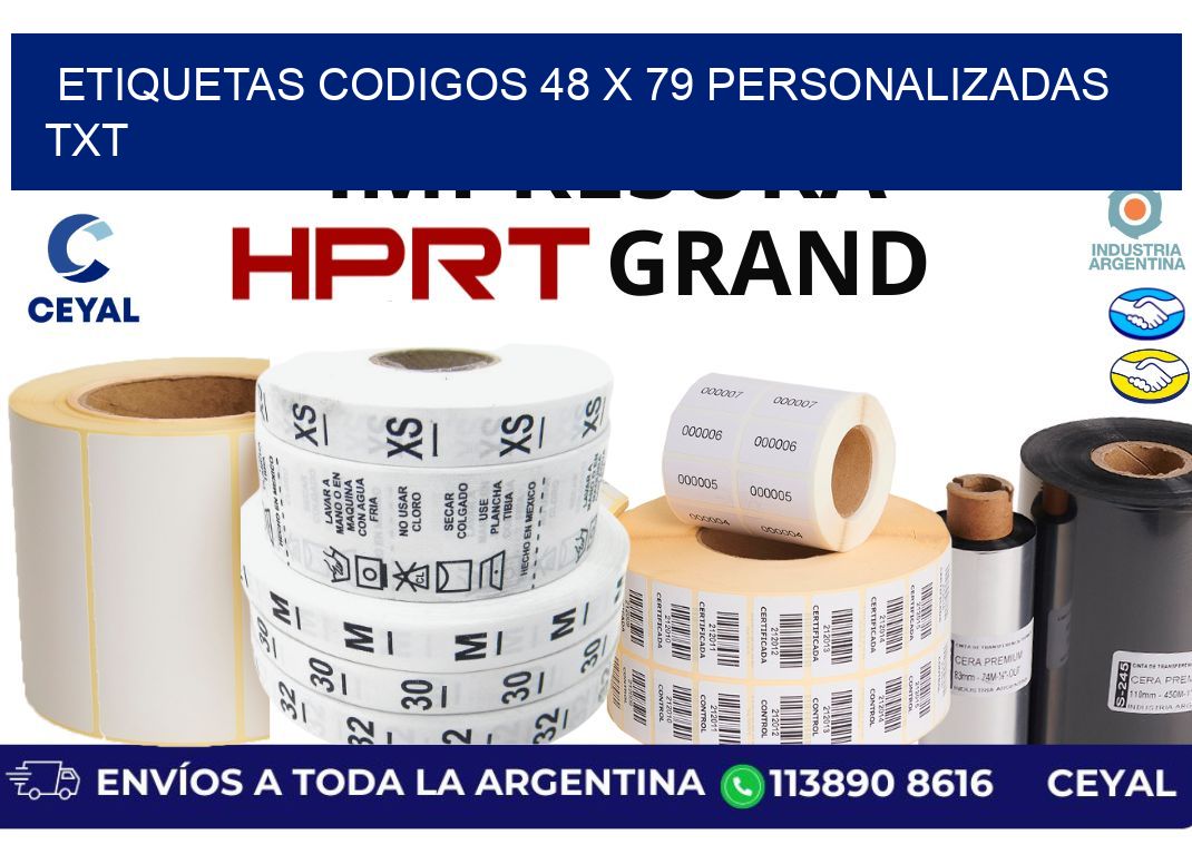 etiquetas codigos 48 x 79 personalizadas txt