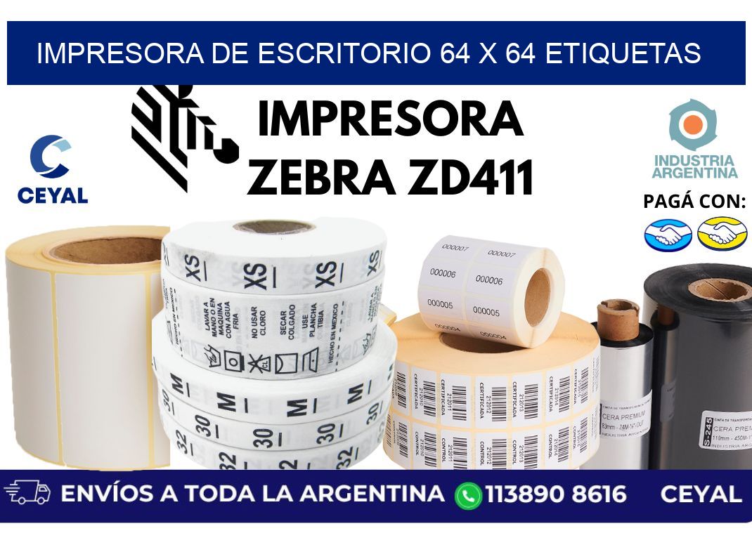 impresora de escritorio 64 x 64 etiquetas