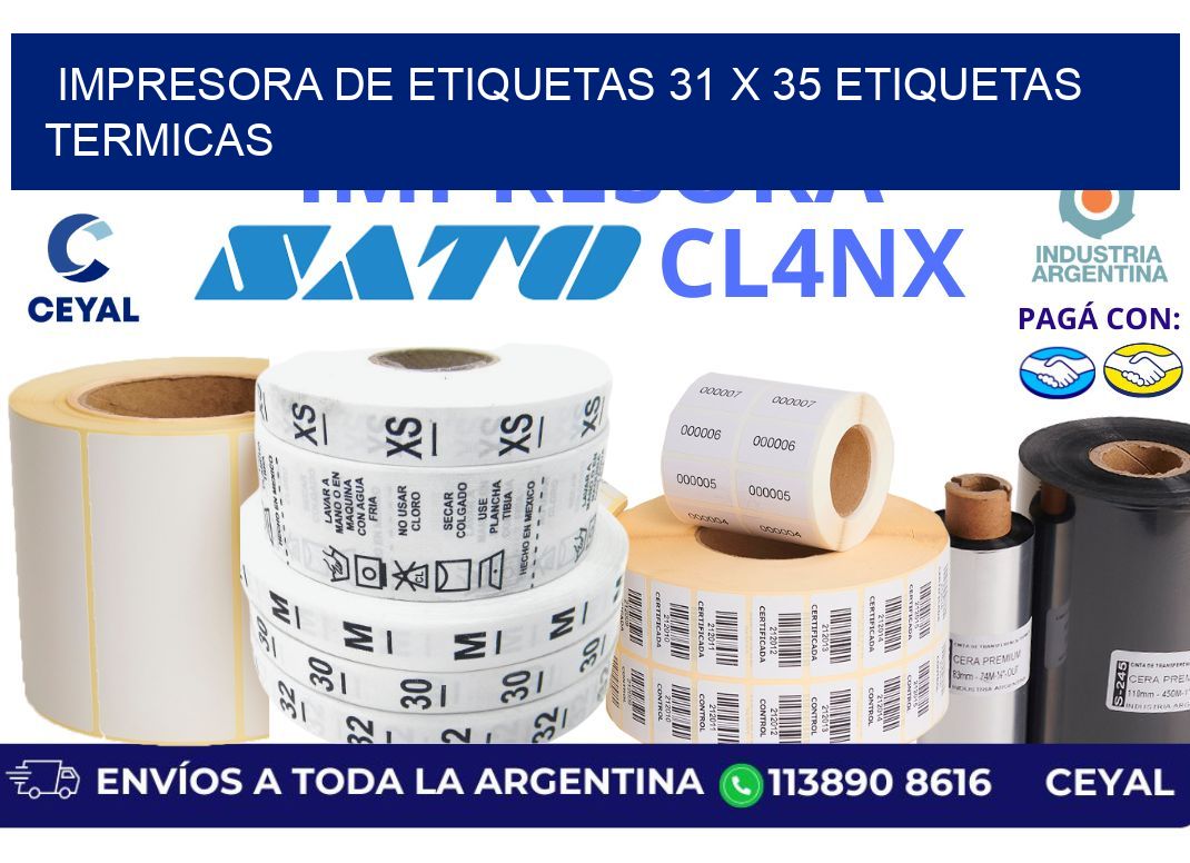 impresora de etiquetas 31 x 35 etiquetas termicas