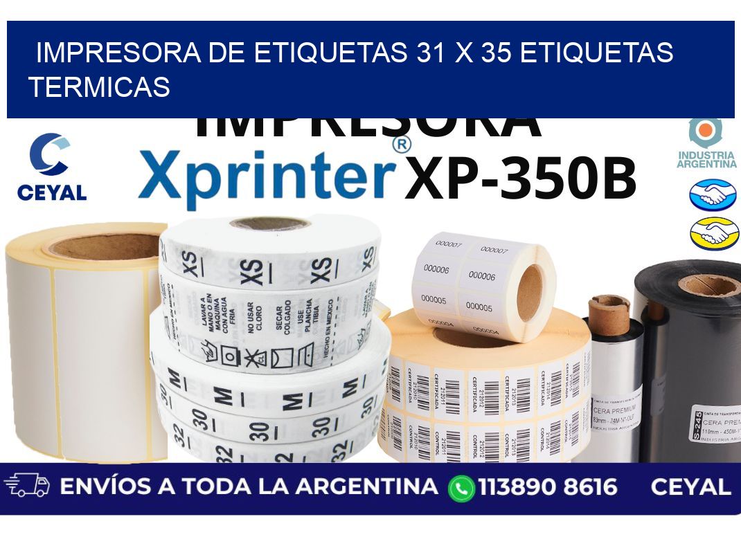 impresora de etiquetas 31 x 35 etiquetas termicas
