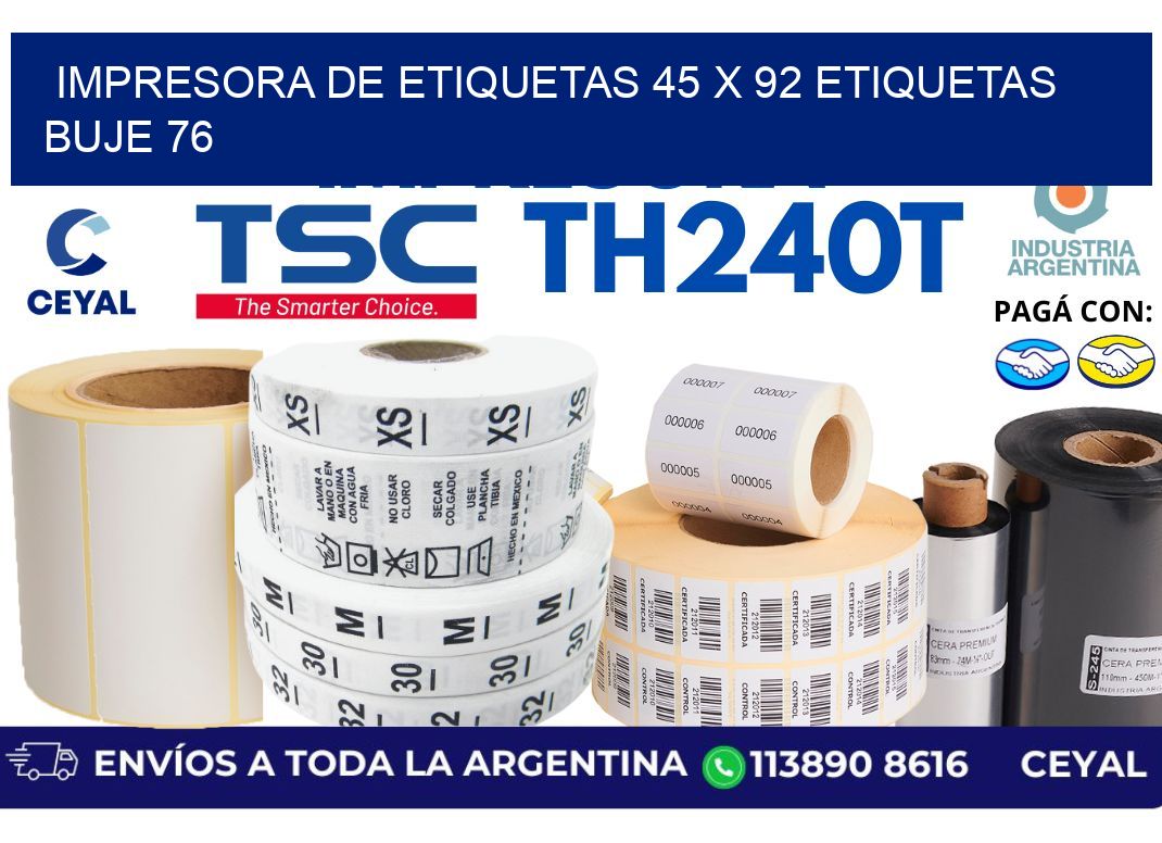 impresora de etiquetas 45 x 92 etiquetas buje 76