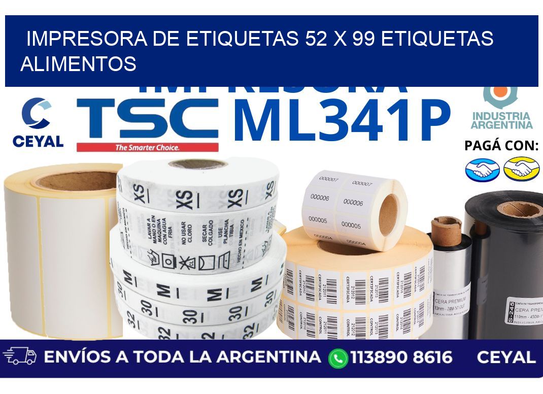 impresora de etiquetas 52 x 99 etiquetas alimentos