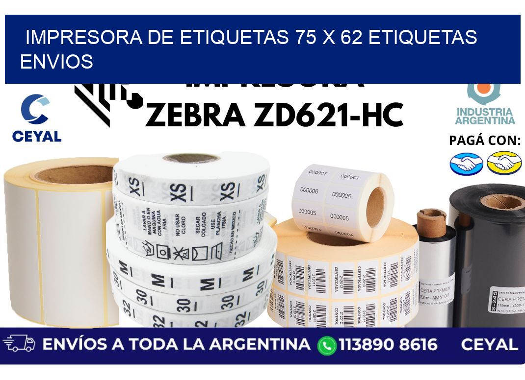 impresora de etiquetas 75 x 62 etiquetas envios