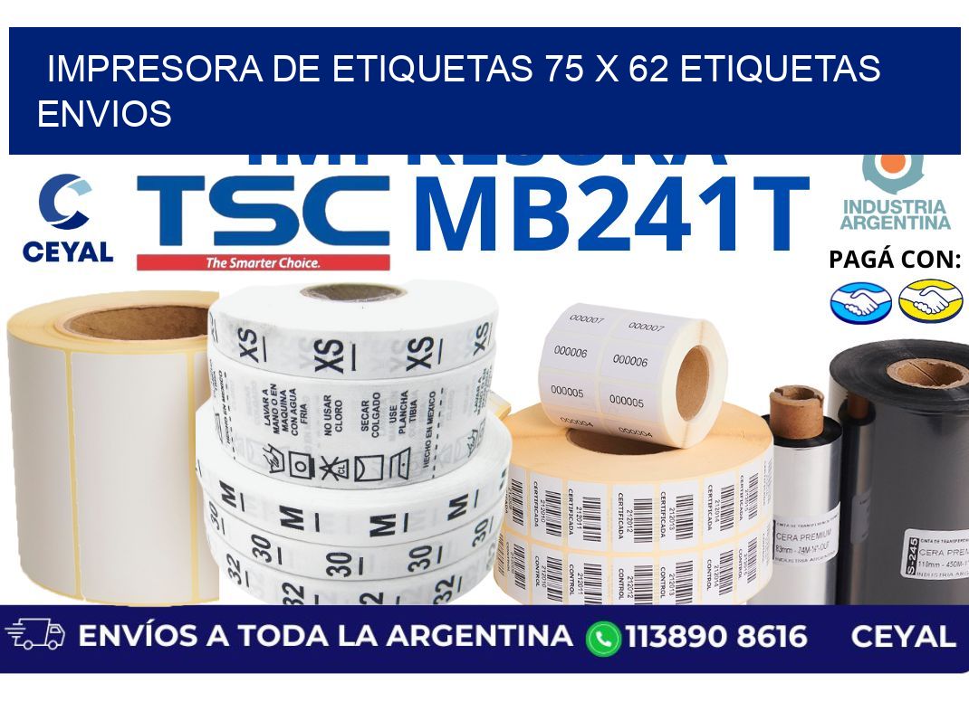 impresora de etiquetas 75 x 62 etiquetas envios