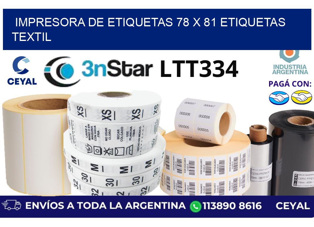 impresora de etiquetas 78 x 81 etiquetas textil