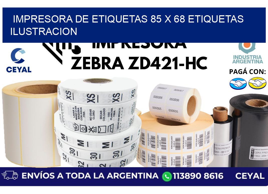 impresora de etiquetas 85 x 68 etiquetas ilustracion