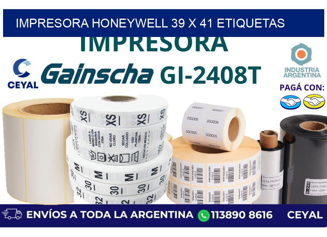 impresora honeywell 39 x 41 etiquetas