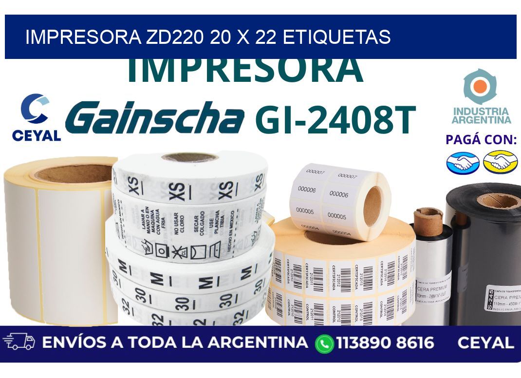 impresora zd220 20 x 22 etiquetas