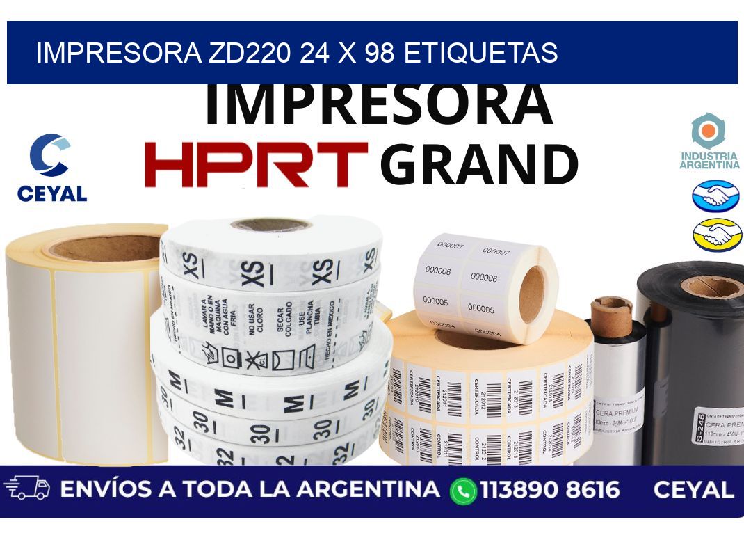 impresora zd220 24 x 98 etiquetas