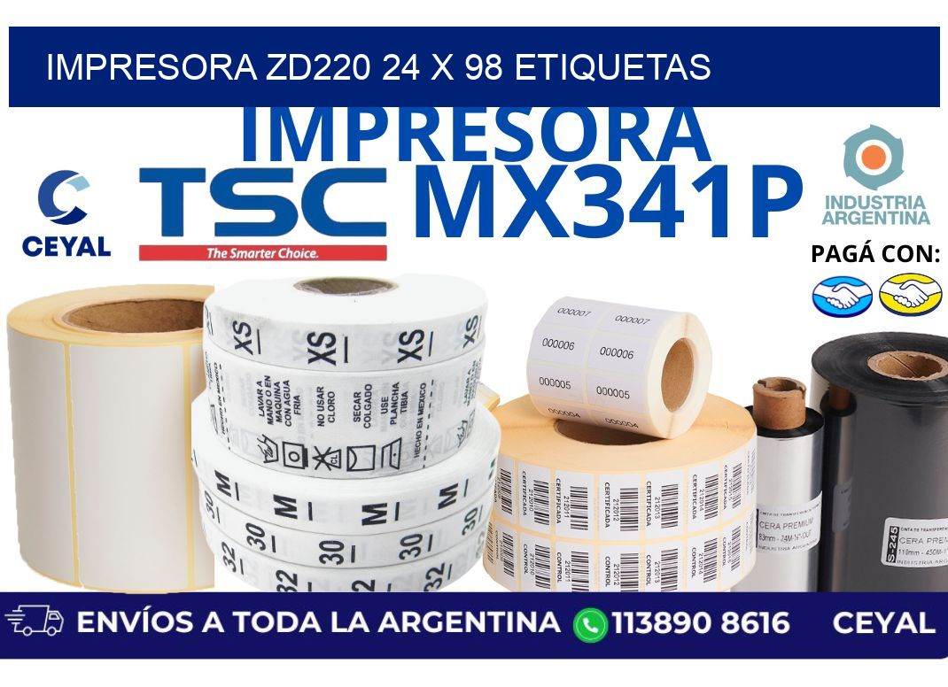 impresora zd220 24 x 98 etiquetas
