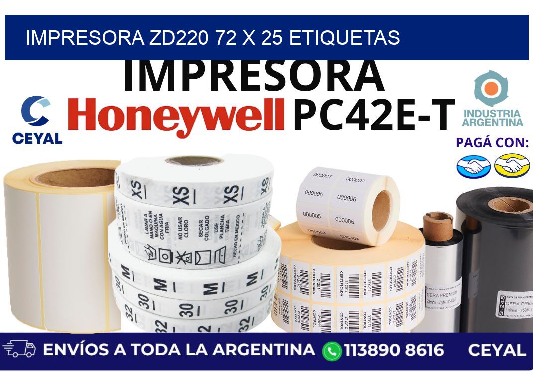 impresora zd220 72 x 25 etiquetas