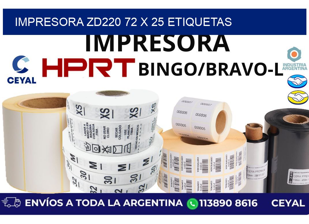 impresora zd220 72 x 25 etiquetas