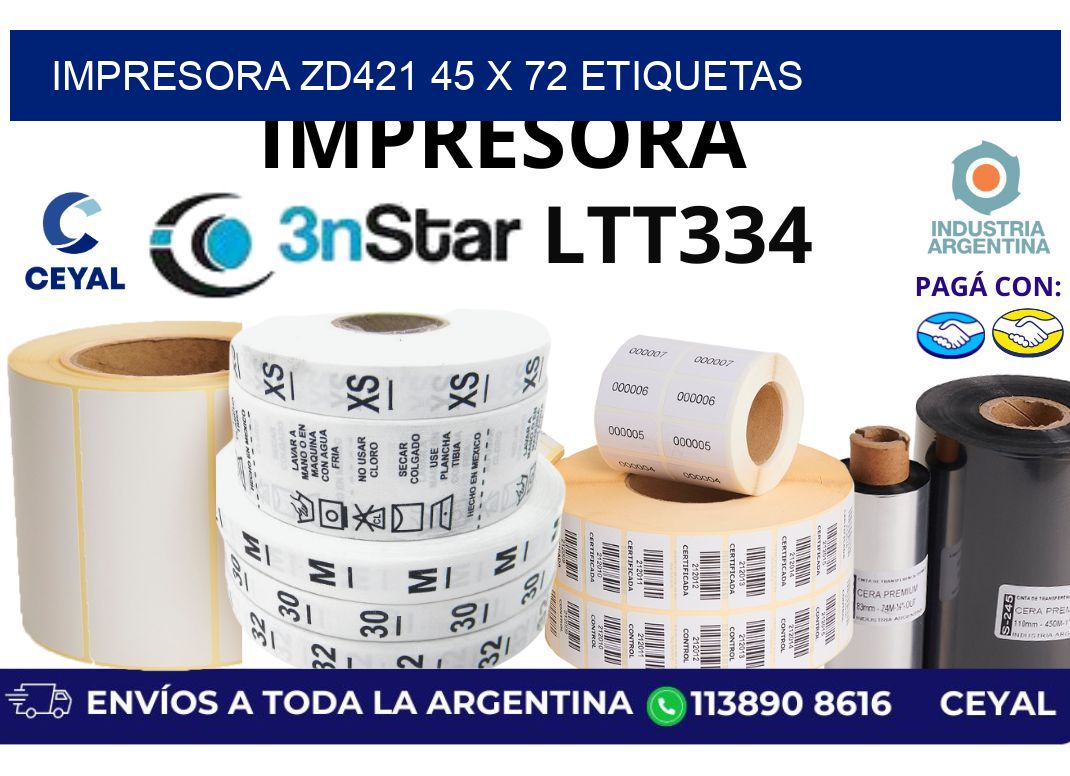 impresora zd421 45 x 72 etiquetas