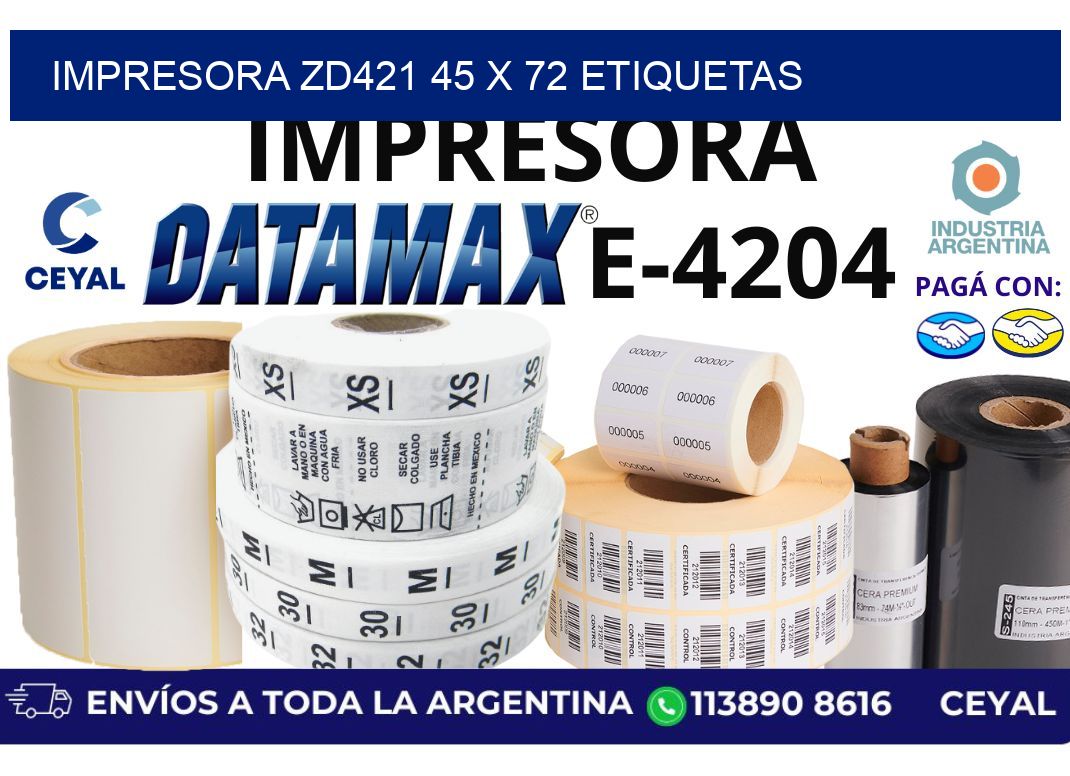 impresora zd421 45 x 72 etiquetas
