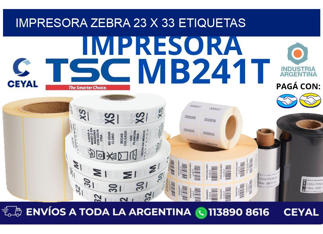 impresora zebra 23 x 33 etiquetas