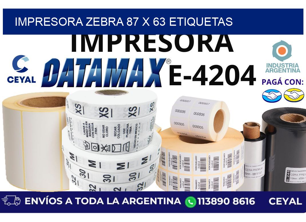 impresora zebra 87 x 63 etiquetas