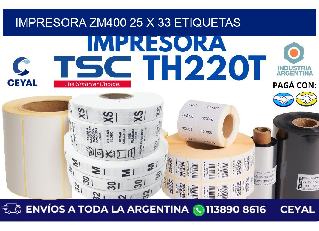 impresora zm400 25 x 33 etiquetas
