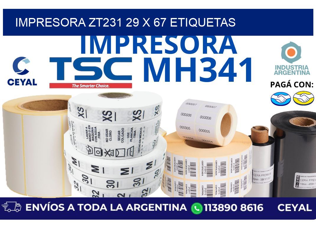 impresora zt231 29 x 67 etiquetas