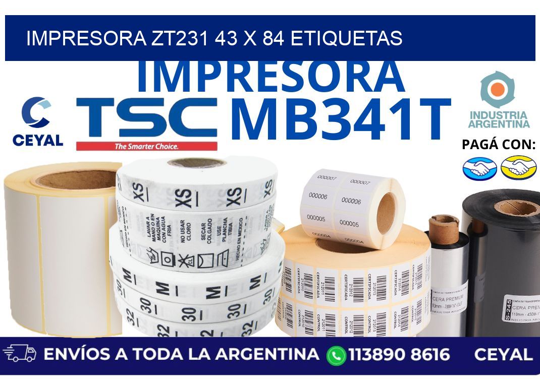 impresora zt231 43 x 84 etiquetas