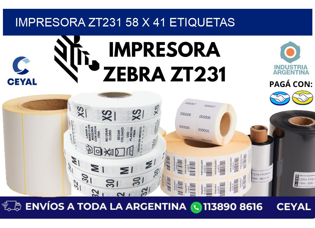 impresora zt231 58 x 41 etiquetas
